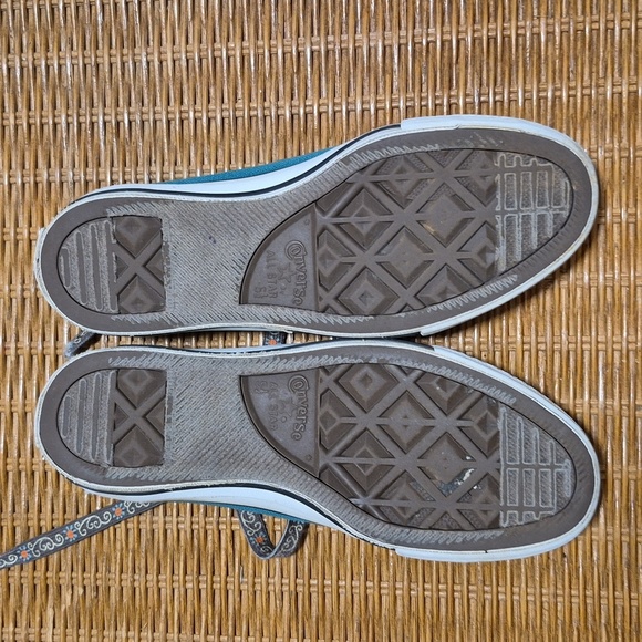 Converse Turquoise Sneakers with Decorative Laces Sz 7.5 Gently Loved - Picture 7 of 8